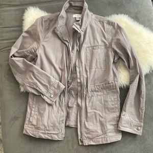 Ann Taylor LOFT taupe drawstring utility jacket